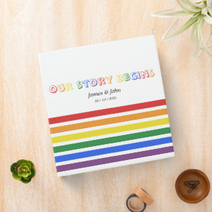 Our Story Begins Rainbow LGBTQ Flag Couple 3 Ring Binder