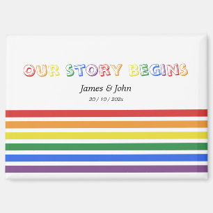 Our Story Begins Rainbow LGBTQ Flag Couple Magnet