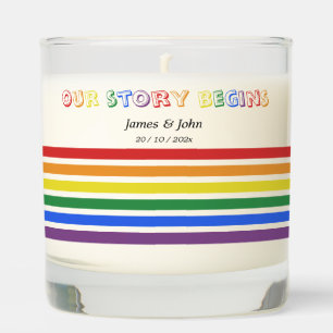 Our Story Begins Rainbow LGBTQ Flag Couple Scented Candle