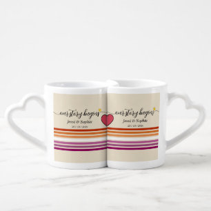 Our Story Begins Sunset Lesbian Flag Lovers' mug