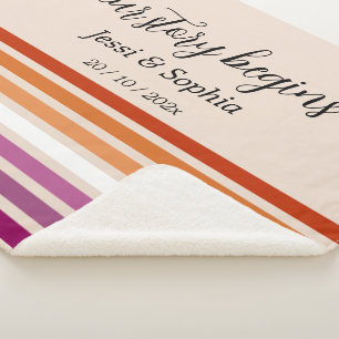 Our Story Begins Sunset Lesbian Flag Sherpa Blanket
