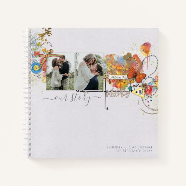 Our Story Photos Butterfly Floral Keepsake Journal (Front)