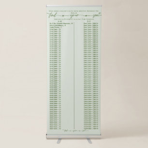 Our Story Sage Wedding Alphabetic Seating Chart Retractable Banner