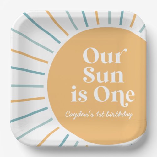 Our Sun is One Boho Sunshine birthday Paper Plates