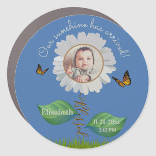 Our Sunshine Baby Announcement Floral Daisy Photo  Car Magnet