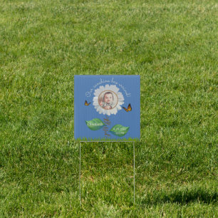 Our Sunshine Baby Announcement Floral Daisy Photo  Sign