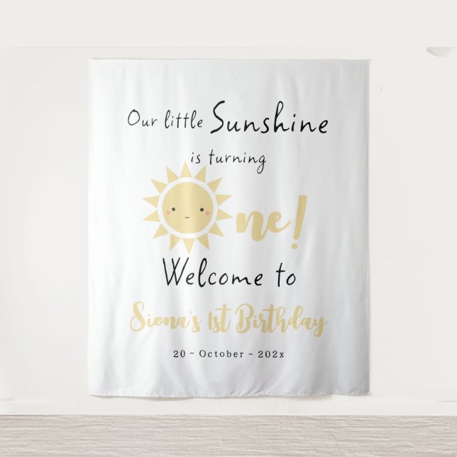 Our Sunshine is Turning One Cute Birthday Backdrop (Front)