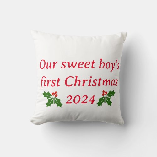Our sweet boys first Christmas 2024 Throw Pillow