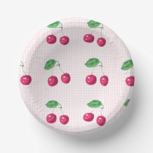 "Our Sweet Cherry" Pink & Green Birthday Paper Bowls
