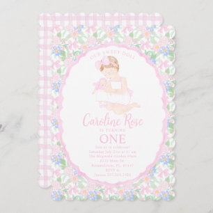 Our Sweet Doll Preppy Grandmillennial Floral Invitation