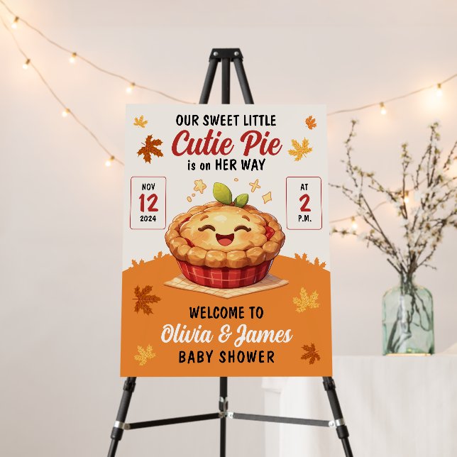 Our Sweet Little Cutie Pie Fall Baby Shower Foam Board (In Situ (Stand))