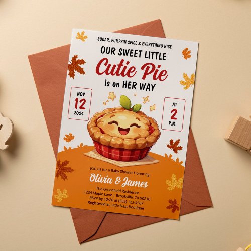 Our Sweet Little Cutie Pie Fall Baby Shower Invitation