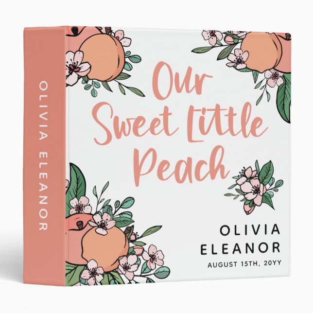 Our Sweet Little Peach Baby Name 3 Ring Binder (Front/Spine)