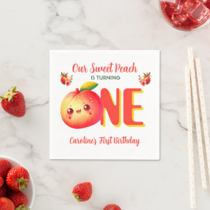  Our Sweet Little Peach Birthday Napkins