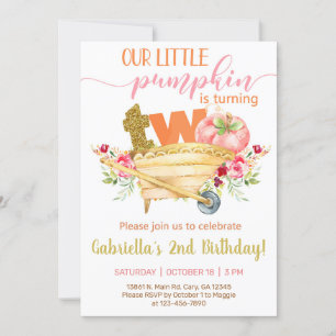 Our sweet little pumpkin 2nd birthday invite. invitation