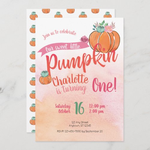 Our Sweet Little Pumpkin First Birthday Invite