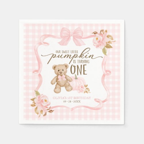 Our Sweet Little Pumpkin Is Turning One Napkins