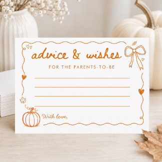 Our Sweet Little Pumpkin Wavy Doodle Baby Shower Advice Card