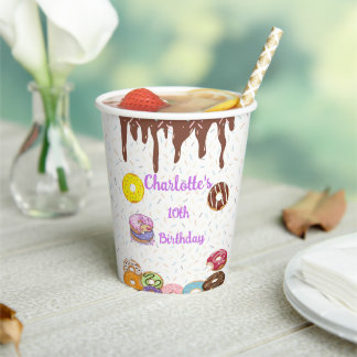 Our Sweet One" Donut Birthday Party  Paper Cups