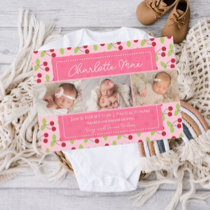 Our Sweetest Arrival Cherry Girl Baby Announcement