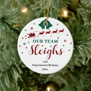 Our Team Sleigh Christmas Gift for Employees Ceramic Ornament