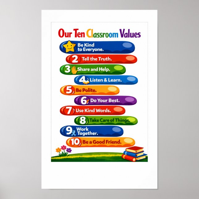 Our Ten Classroom Values – 11x17 Landscape Poster (Front)