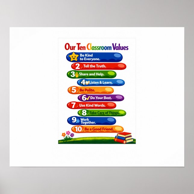 Our Ten Classroom Values – 16x20 Landscape Poster (Front)
