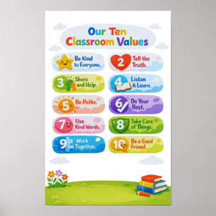 Our Ten Classroom Values Poster  