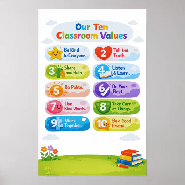 Our Ten Classroom Values Poster | Zazzle