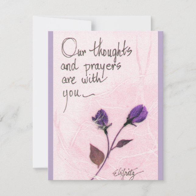 Our thoughts and prayers saying roses note card (Front)