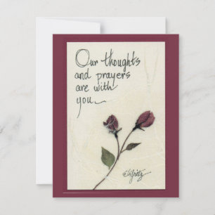 Our thoughts and prayers saying roses note card