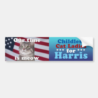 Our Time is Meow—Cat Ladies for Harris Bumper Sticker