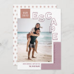 Our Travel Escape | Beach Modern Photo Christmas Holiday Card<br><div class="desc">Were you finally able to travel? Share about your adventure with this stylish photo holiday card! It features a modern outline text overlay, reading, "ESCAPE, " along with text templates for personalization! A color scheme of mauve, darker mauve / plum, and light terracotta coral give these Christmas photo cards a...</div>