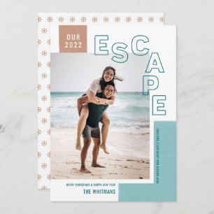 Our Travel Escape Beach Modern Photo Christmas Holiday Card