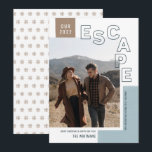 Our Travel Escape | Boho Modern Photo Christmas Holiday Card<br><div class="desc">Were you finally able to travel? Share about your adventure with this stylish photo holiday card! It features a modern outline text overlay, reading, "ESCAPE, " along with text templates for personalization! A color scheme of dusty blue, tan, and dark teal blue give these Christmas photo cards a boho look,...</div>