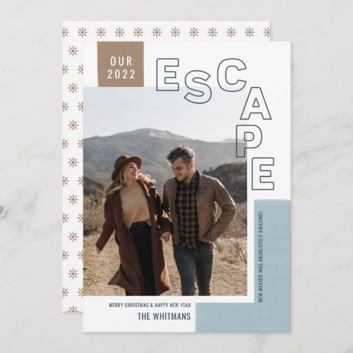 Our Travel Escape  Boho Modern Photo Christmas Holiday Card