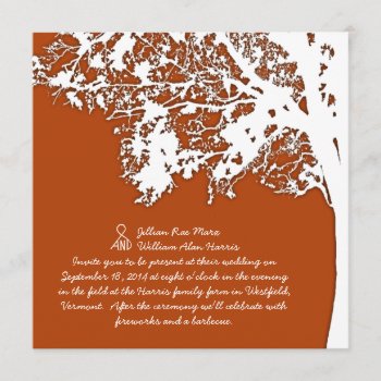 Our Tree  Fun Wedding Invitation  Burnt Orange Invitation by fallcolors at Zazzle