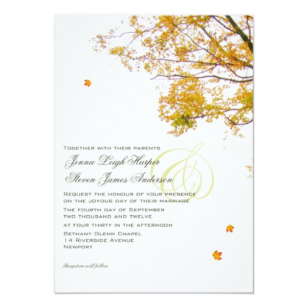 Our Tree In Fall Wedding Invitation