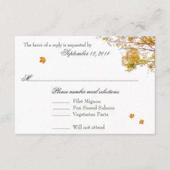 Our Tree In Fall Wedding Menu Reply Cards by fallcolors at Zazzle