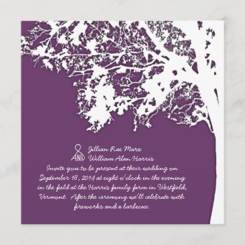 Our Tree Silhouette Purple Tree Wedding Invite by fallcolors at Zazzle