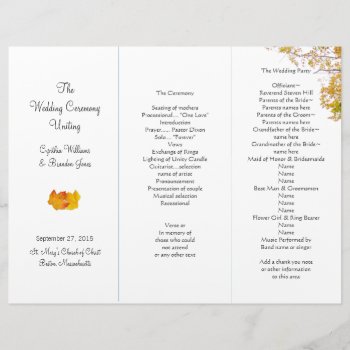 Our Tree Tri-fold Wedding Program Template by fallcolors at Zazzle