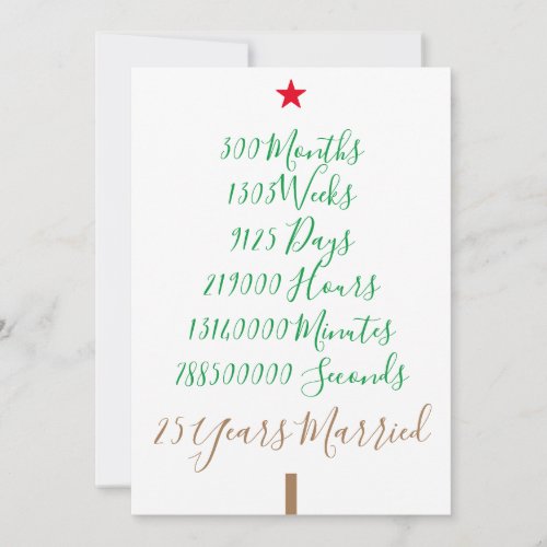 Our twenty fifth Christmas 25th Years Married xmas Holiday Card