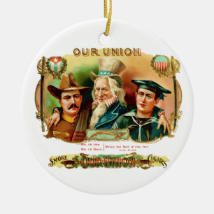 Our Union Vintage Cigar Box Label Ceramic Ornament