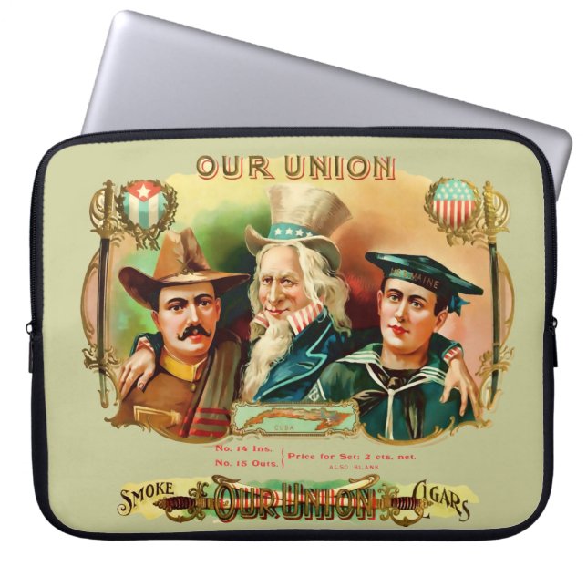Our Union Vintage Cigar Box Label Laptop Sleeve (Front)