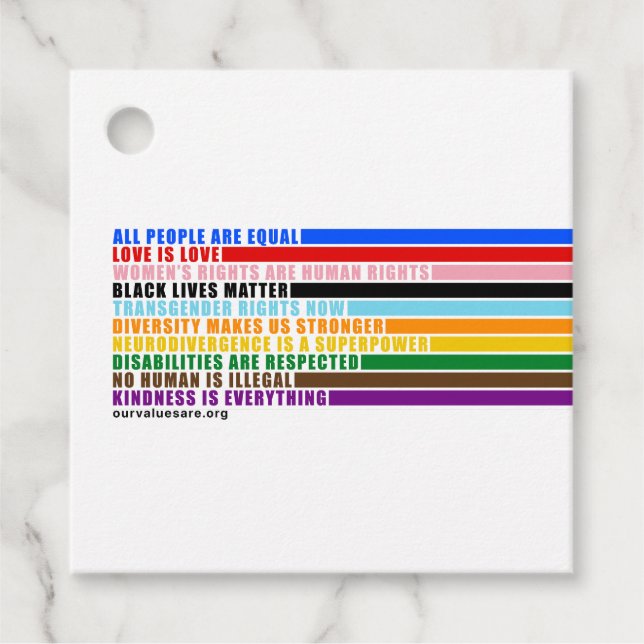 Our Values Are Favor Tag (Front)