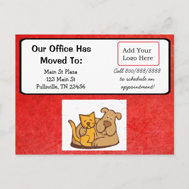 Our Veterinarian Office moved Announcement Postcard (Front)