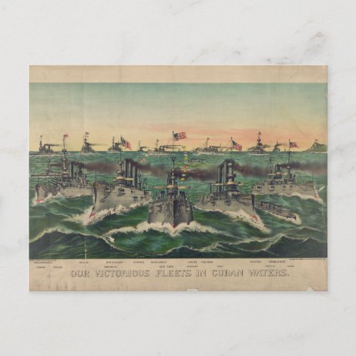 Our Victorious Fleets in Cuban Waters Ives Postcard