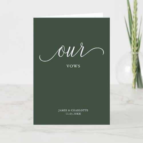 Our Vows Card Minimalist Script Forest Green