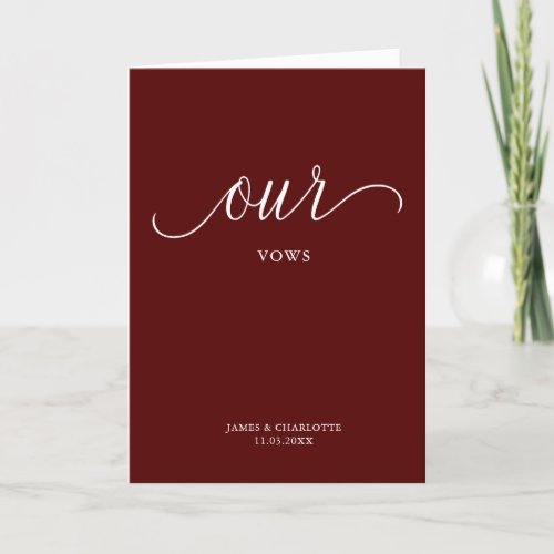 Our Vows Card Minimalist Script Maroon