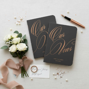 Our Vows Charcoal Black Rose Gold Foil Wedding Vow Books